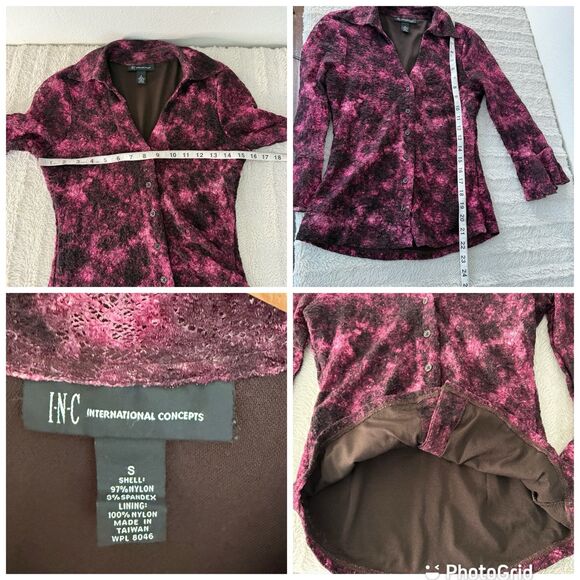 Inc International Concepts Stretch Pink/Black Top Y2K Bell Sleeve Women’s Small - Picture 7 of 7